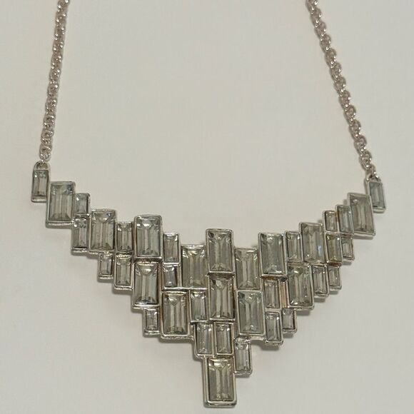 Silver Tone Cascading Baguettes Collar Geometric Necklace, Avon, NWOB - Picture 10 of 15